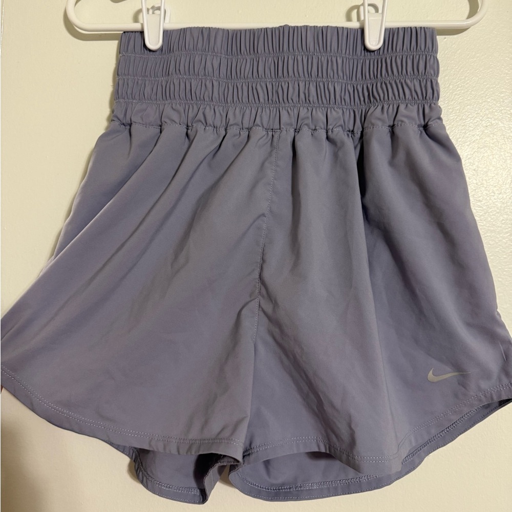 Nike Women's Gray Purple Dri-FIT Elastic Shorts